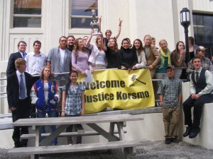 Judge Korsmo, at the top left, judged the Republic / Curlew Mock Trial Competition today.